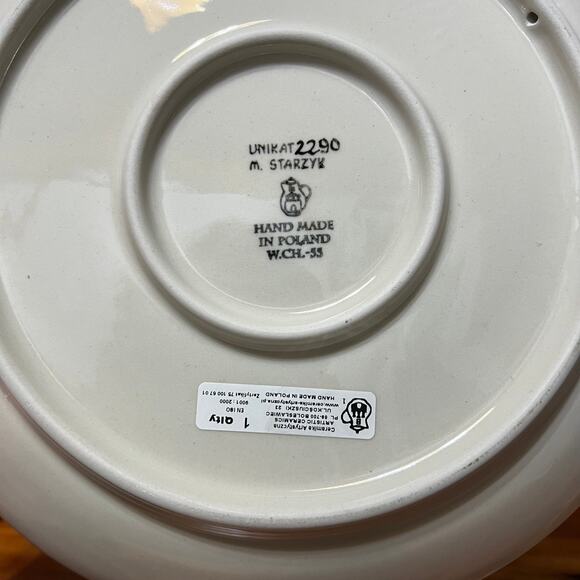 Unikat Polish Pottery Ceramika Blue Floral M. Starzyk 2290 Dinner Plate 10" Two - Picture 6 of 9